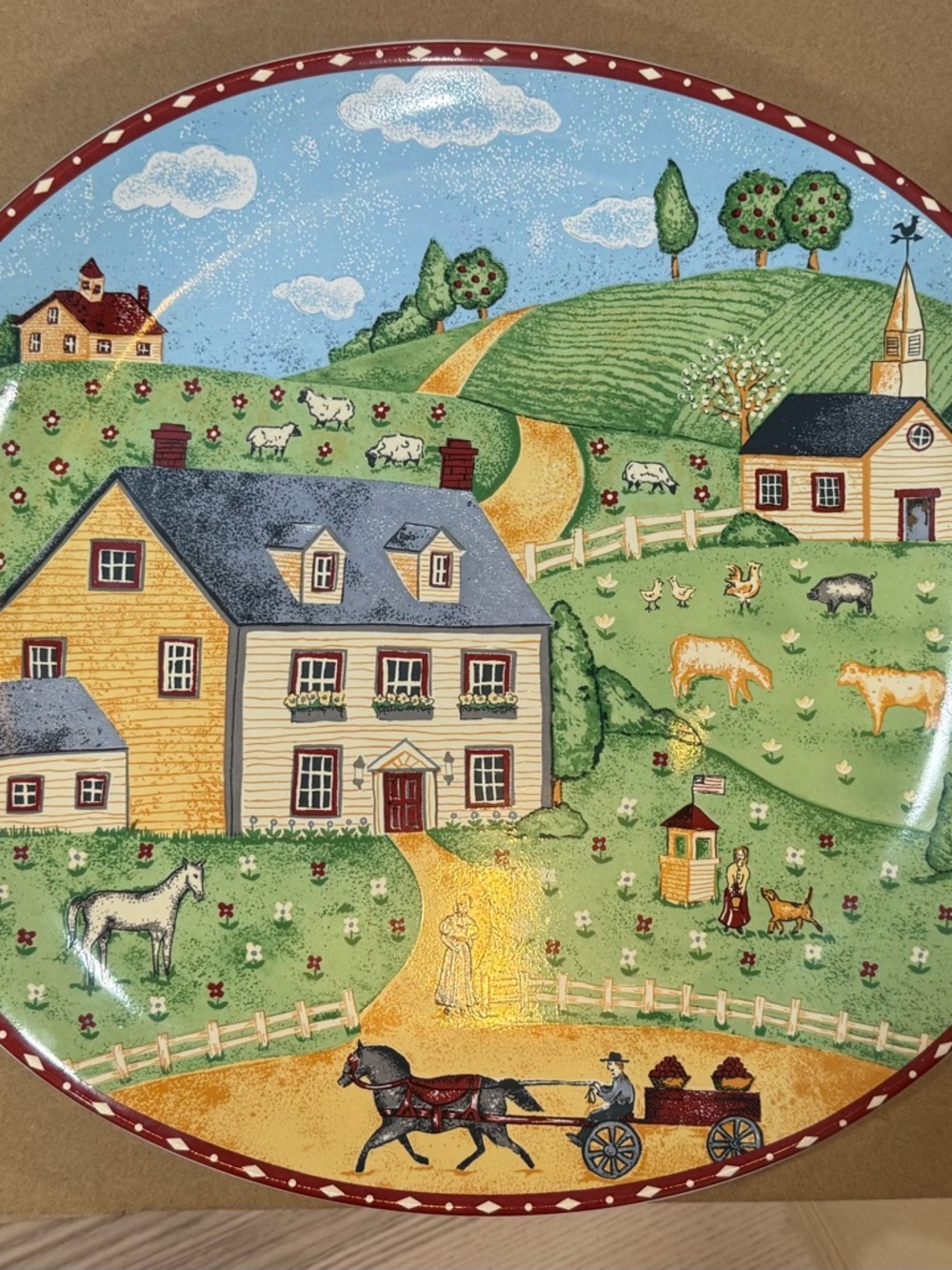 Sango Blue Green Yellow Country Farmhouse Wall Plate